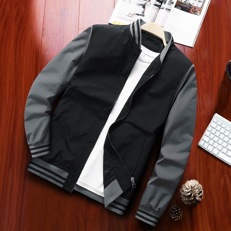 Casual Heren Bomberjacks Patchwork Mode Outdoor Windjack Honkbal Jassen Jas - Zwart