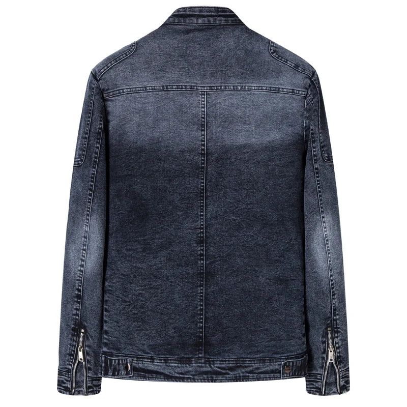 Denim Jack Heren Jassen Slim Fit Katoenen Uitloperjas Lente Herfst - Zwart