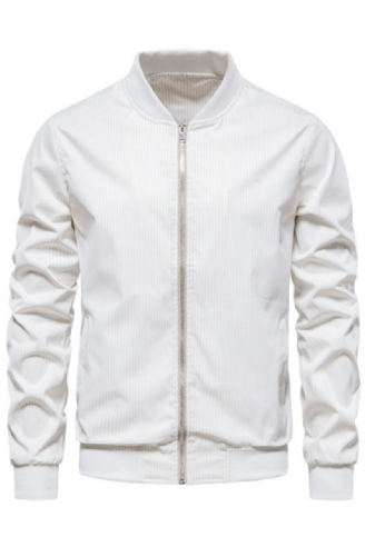 Gestreept Bomberjack Heren Baseball Stand Kraag Rits Casual Herenjassen Herfstjas Voor De Jeugd