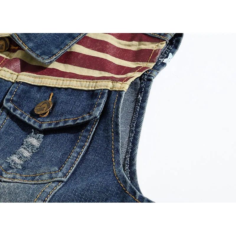 Heren Denim Vest Mannelijk Mouwloos Jasje Retro Streetwear Casual Herenvest - Blauw