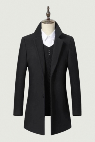 Herfst Winter Heren Lange Wollen Jas Business Casual Klassieke Stijl Slim Fit Jas