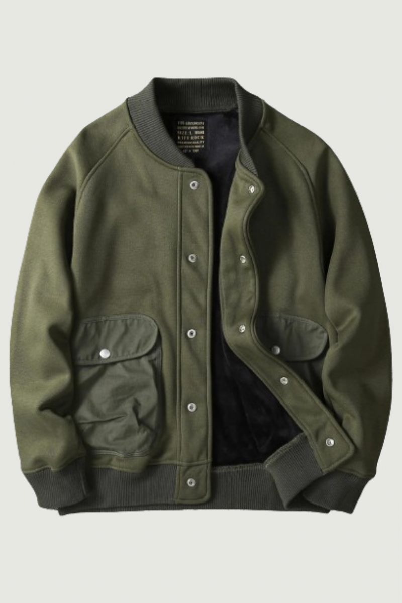 Herfst Winter Nieuwe Amerikaanse Retro Baseball Kraag Verdikte Fluwelen Gebreide Cargo Jas Heren Pure Oton Gewassen Losse Casual Jas