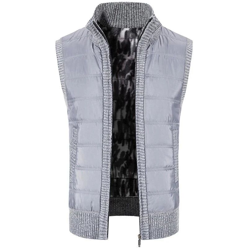 Herfst- En Winterkatoenen Herenjas Warm Bovenkledingvest Katoenen Vest Casual Mouwloos Jack - Zwart