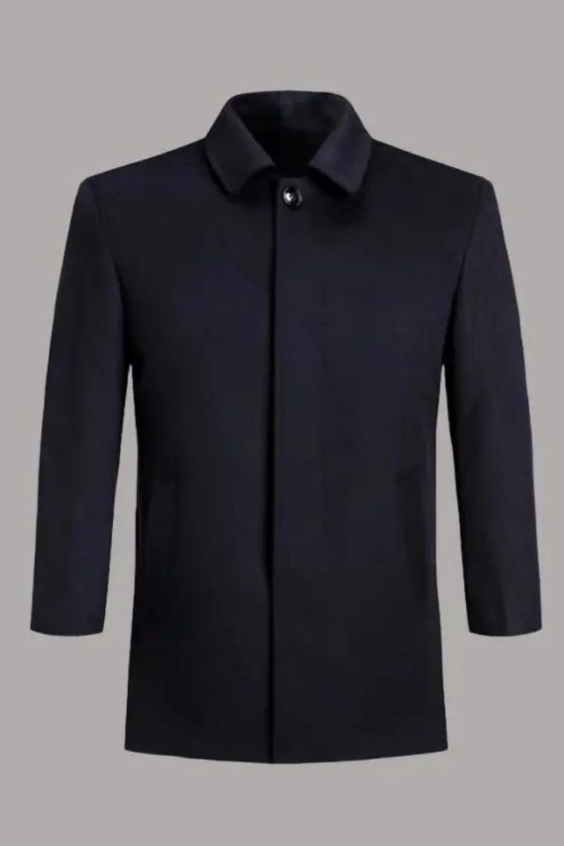 Herfst- En Winterwollen Jas Zakelijke Kleding Knappe Revers Middellange Jas Voor Heren