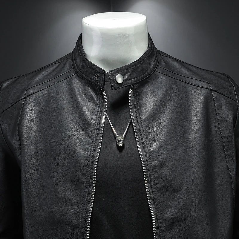 Leren Motorfiets Jassen Heren Business Casual Biker Jas - Zwart