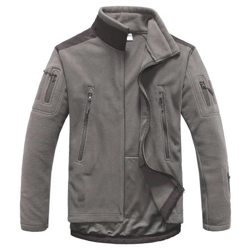 Militaire Tactische Fleece Jas Heren Warme Polar Winterkleding Meerdere Zakken Uitloper Casual Thermische Winddichte Jasjassen - Zwart