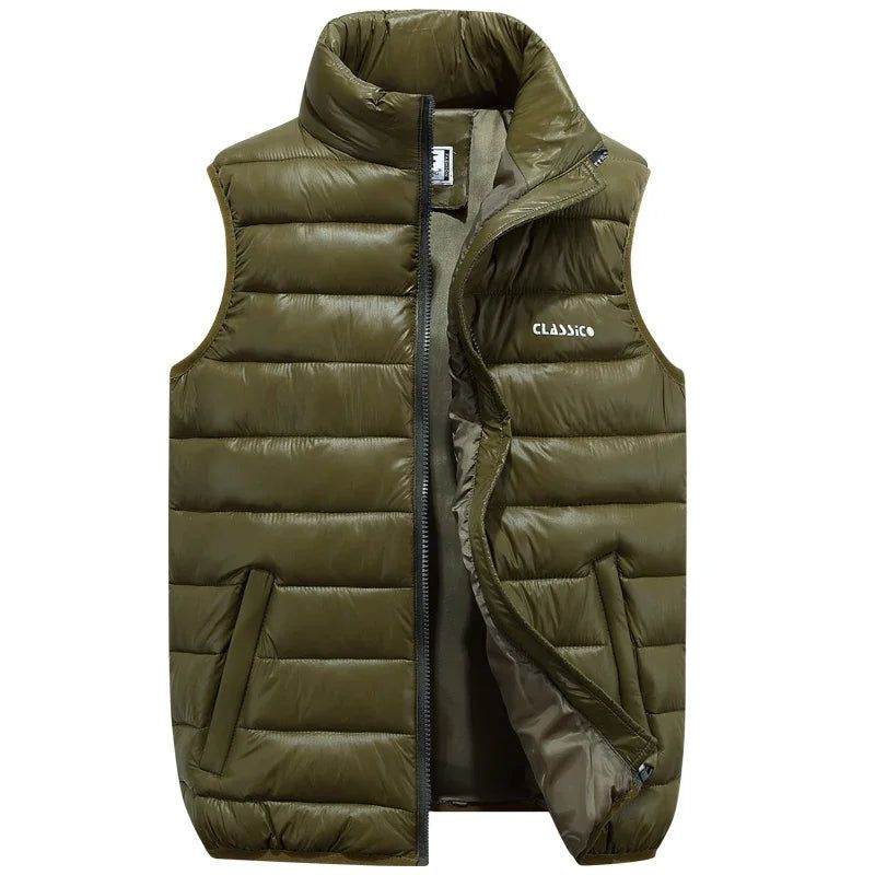 Winter Heren Katoenen Gewatteerd Vest Herfst Casual Warm Lichtgewicht Mouwloos Jasje Mannelijk - Rood