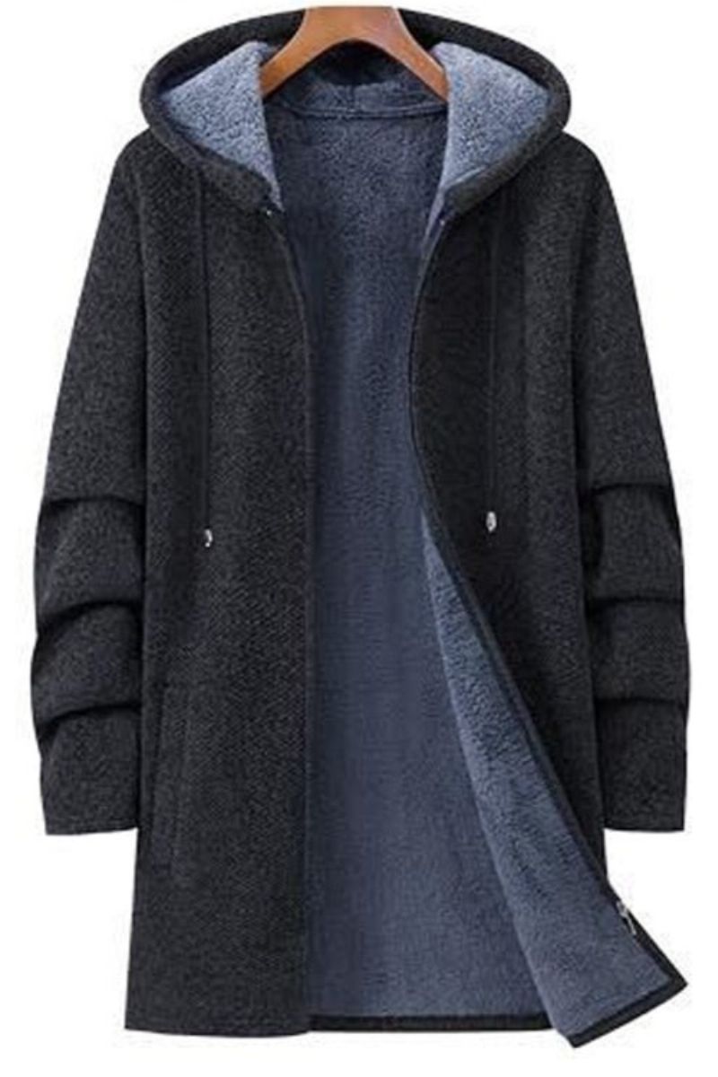 Winter Heren Parka Overjas Met Capuchon Dikker Warme Mannelijke Zachte Kleding Fleece Trui
