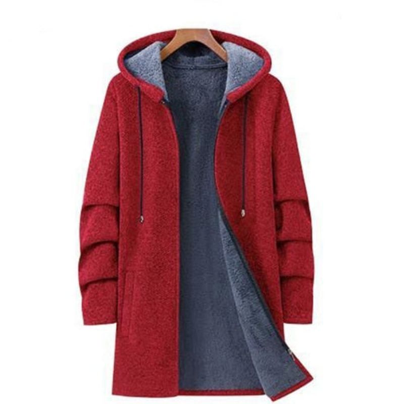 Winter Heren Parka Overjas Met Capuchon Dikker Warme Mannelijke Zachte Kleding Fleece Trui - Zwart