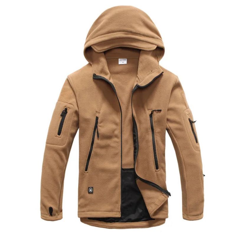Winterjas Heren Fleece Jas Jas Mannelijke Bovenkleding Warme Rits Casual Jas Kleding Capuchon Jassen - Kaki