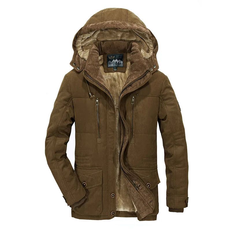Winterjas Heren Uitloper Windjack Militair Bont Pluche Dikker Fleece Kleding - Koffie