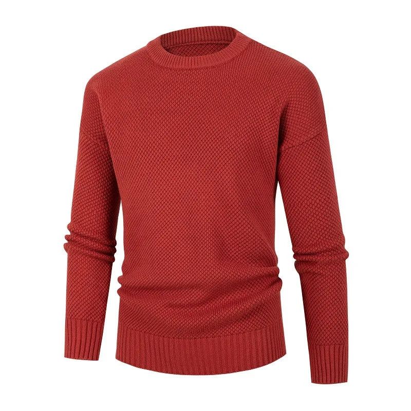 Casual Klassieke Truien Met O-hals Voor Heren Effen Gebreide Trui In Engelse Stijl - Kaki