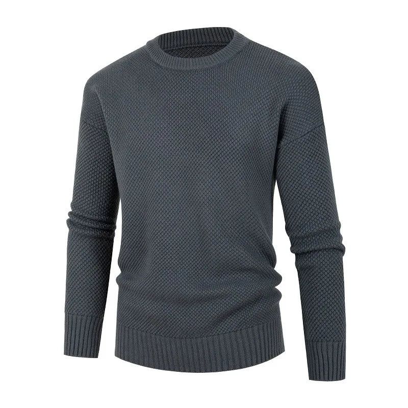 Casual Klassieke Truien Met O-hals Voor Heren Effen Gebreide Trui In Engelse Stijl - Kaki