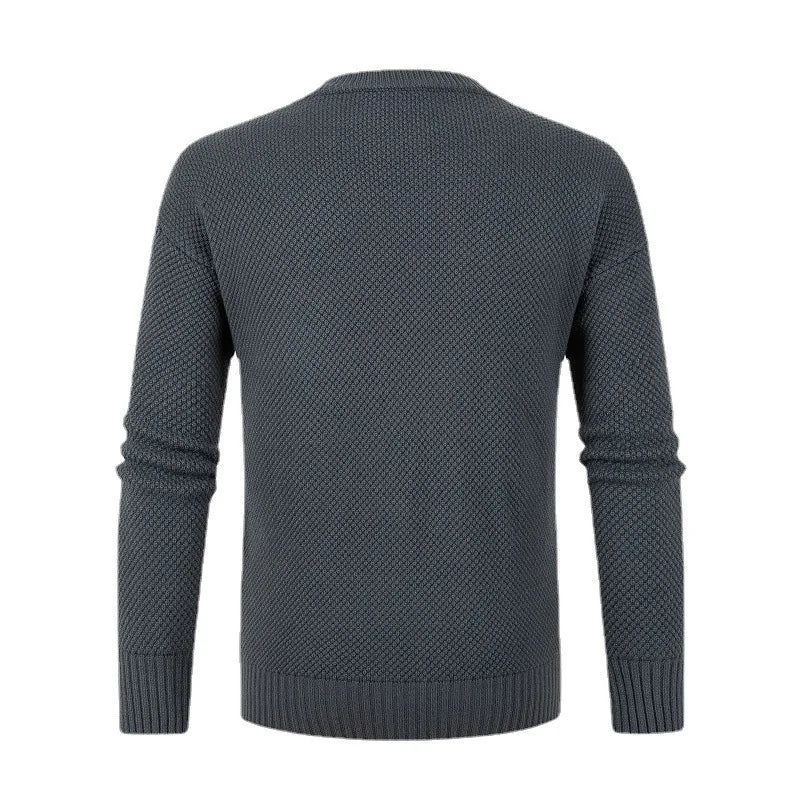 Casual Klassieke Truien Met O-hals Voor Heren Effen Gebreide Trui In Engelse Stijl - Kaki