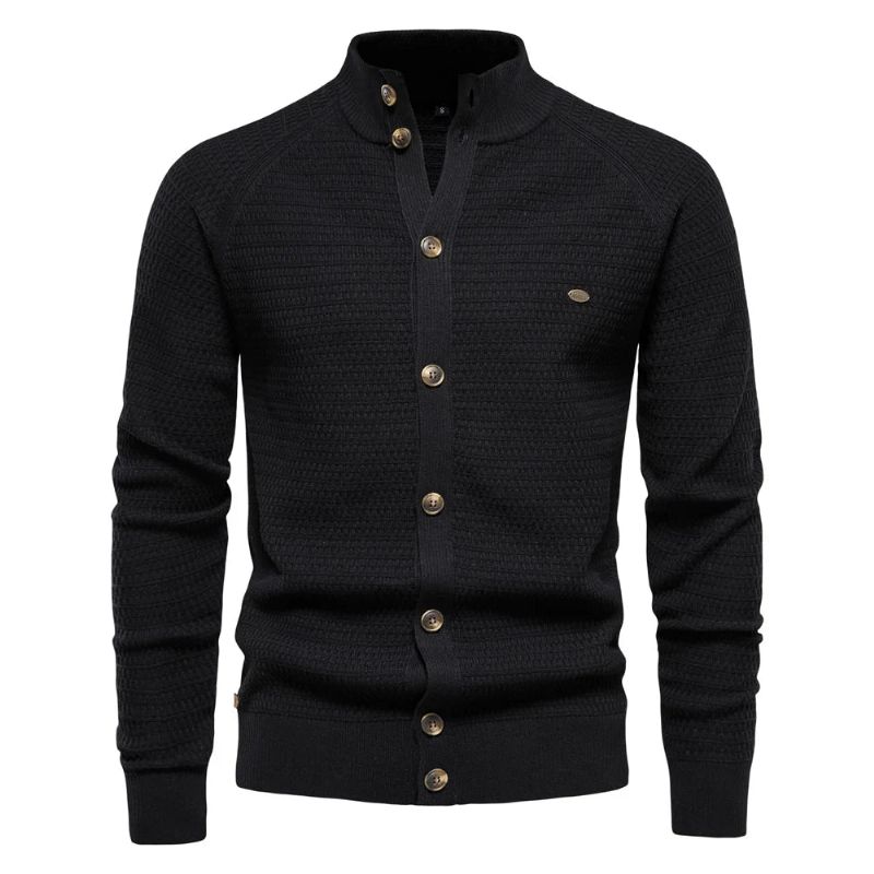 Gebreid Herenvest Katoenen Mock-hals Trui Voor Heren Winter Designer Vesten - Groen