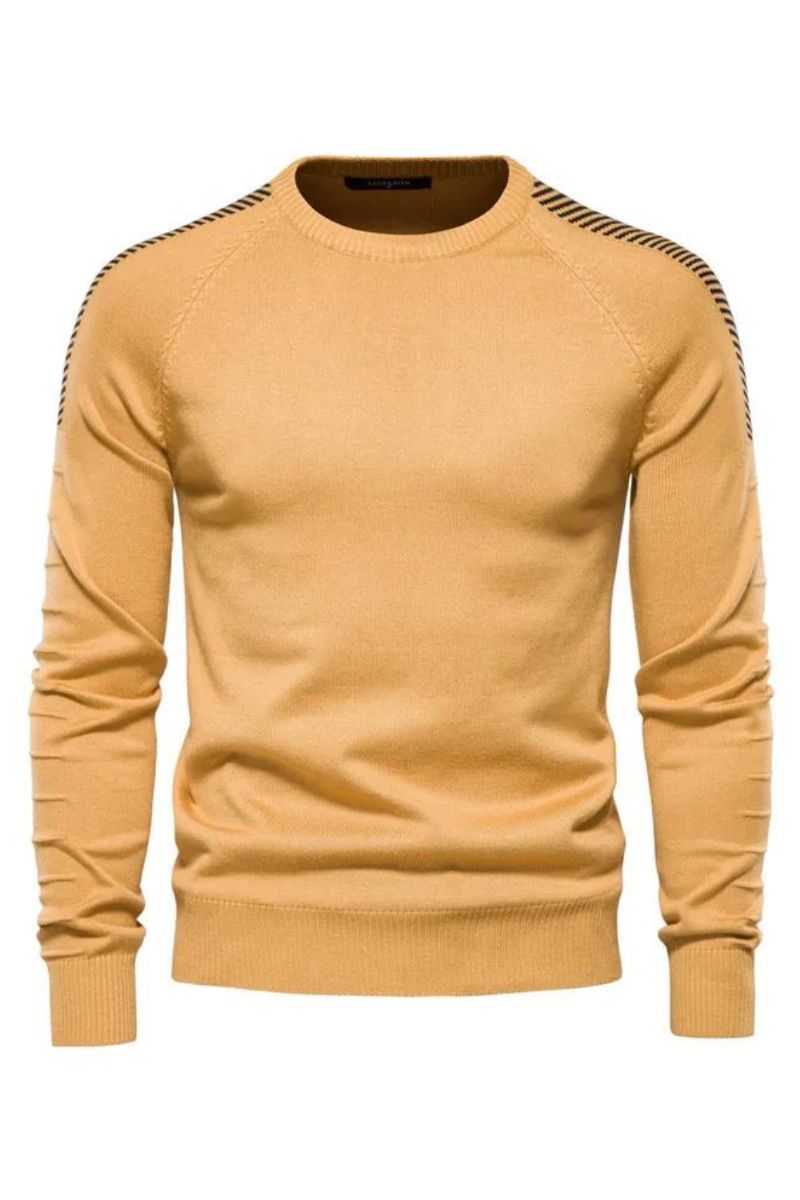 Gesplitste Drop Mouw Trui Mannen Casual O-hals Slim Fit Truien Heren Winter Warme Gebreide Voor - Wit