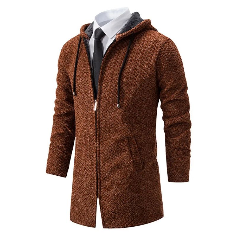 Halflang Gebreid Vest Herensweaterjack Loszittende Casual Pluche En Verdikte Trui-bovenkleding - Zwart