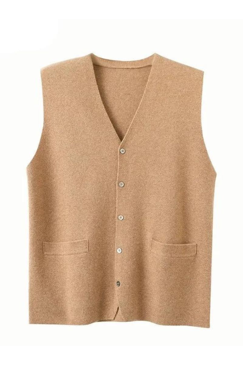 Heren Pure Kasjmier Vest Herfst Winter V-hals Jonge Gebreide Top High-end Jas Casual Mouwloze Trui - Blauw