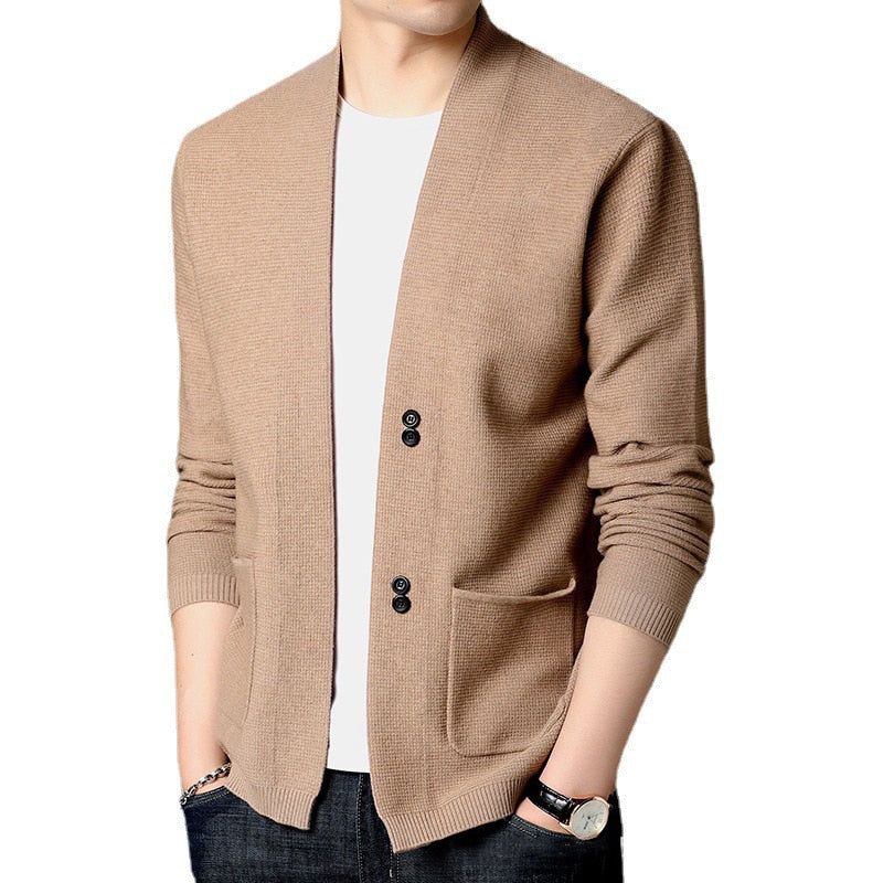 Heren Trui Vest Zakelijk Gentleman Casual Effen Zakken Comfortabele Pasvorm Gebreide Jassen Mannelijke Jaskleding - Zwart