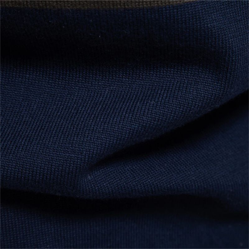 Herfst Patchwork O-hals Trui Truien Voor Heren Warm Winter Gebreid - Donkerblauw