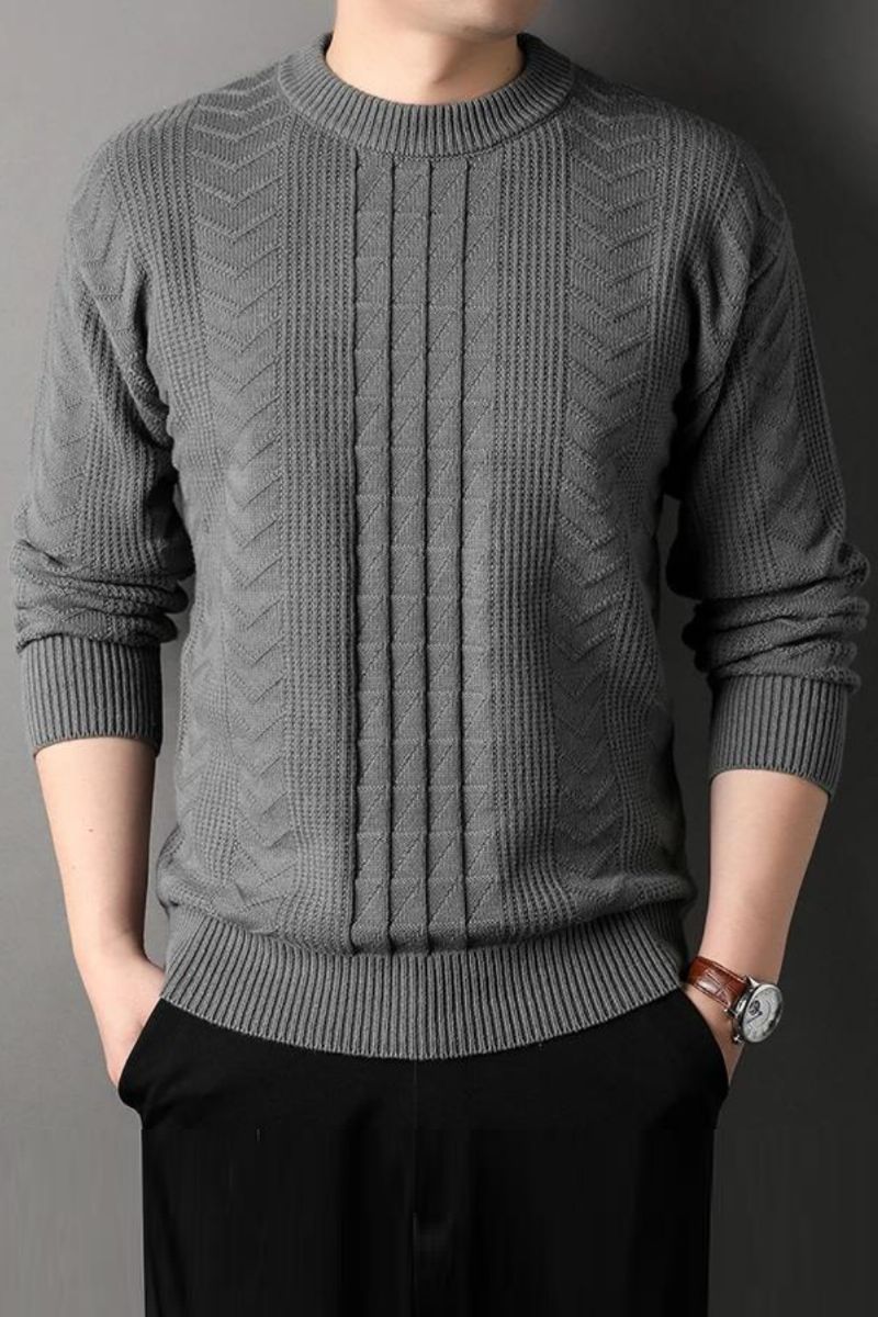 Herfst Winter Gebreide Casual Trui Voor Heren Ronde Hals Twists Weven Warme