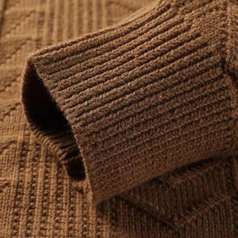 Herfst Winter Gebreide Casual Trui Voor Heren Ronde Hals Twists Weven Warme - Wit
