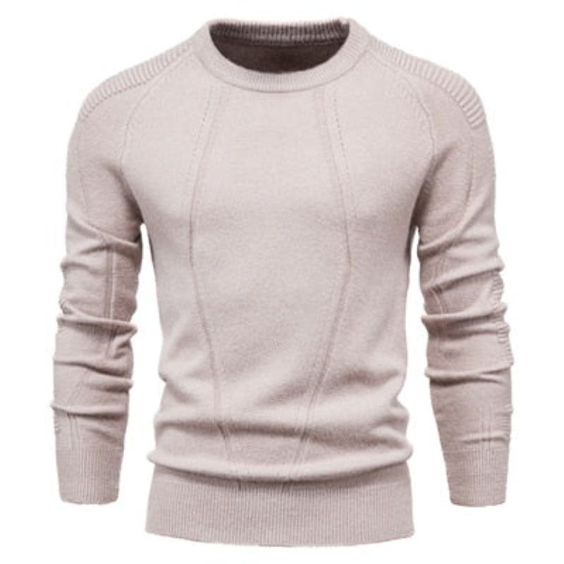 Herfst Winter Trui Effen Kleur Heren O-hals Geometrie Casual Slanke Truien Herenkleding - Zwart