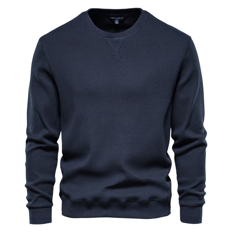 Katoen O-hals Sweatshirts Mannen Casual Effen Kleur Trui Hoodies Nieuwe Herfst Mode Eenvoudig Merk Man Sweatshirt - Wijn