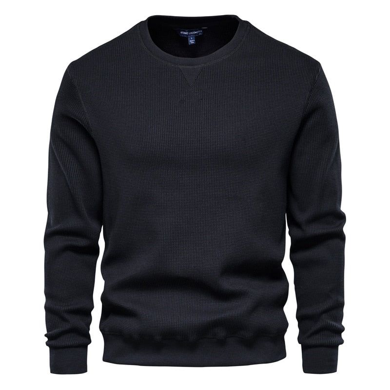 Katoen O-hals Sweatshirts Mannen Casual Effen Kleur Trui Hoodies Nieuwe Herfst Mode Eenvoudig Merk Man Sweatshirt - Wijn