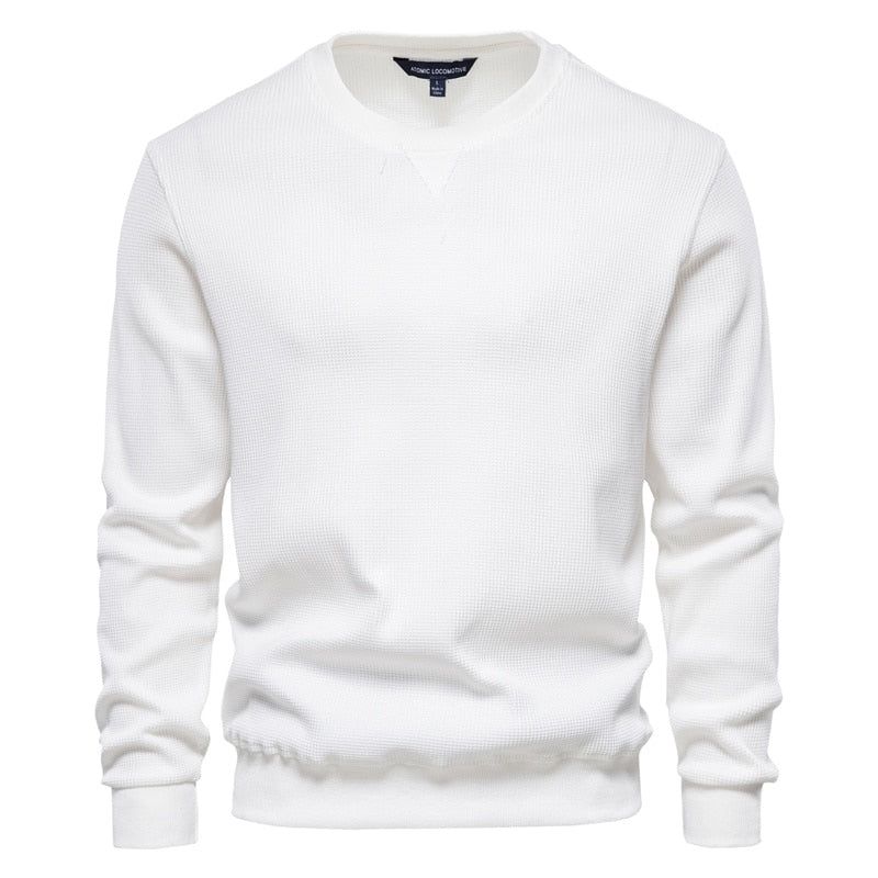 Katoen O-hals Sweatshirts Mannen Casual Effen Kleur Trui Hoodies Nieuwe Herfst Mode Eenvoudig Merk Man Sweatshirt - Wijn