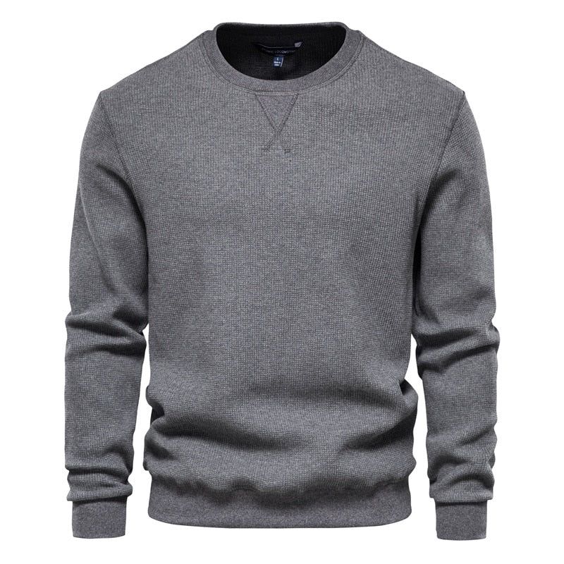 Katoen O-hals Sweatshirts Mannen Casual Effen Kleur Trui Hoodies Nieuwe Herfst Mode Eenvoudig Merk Man Sweatshirt - Wijn