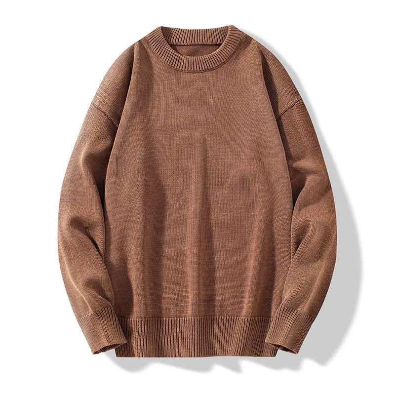 Mannen Gebreide Vintage Truien Casual Losse Effen Dikke Warme Trui Mannelijke Coltrui Winter - Donkergroen