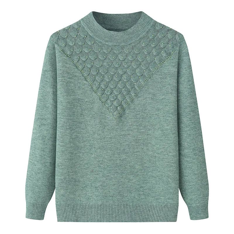 Winter Dames Truien En Pullovers Met Lange Mouwen Effen Splitverbinding Vintage Warme Gebreide Trui - Groen