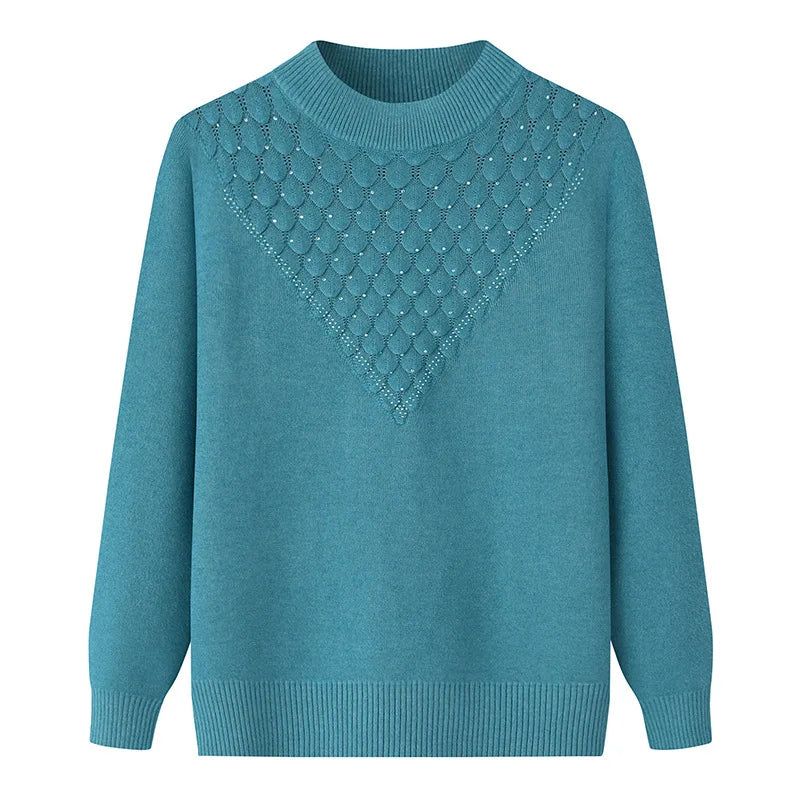 Winter Dames Truien En Pullovers Met Lange Mouwen Effen Splitverbinding Vintage Warme Gebreide Trui - Groen