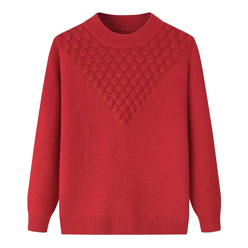 Winter Dames Truien En Pullovers Met Lange Mouwen Effen Splitverbinding Vintage Warme Gebreide Trui - Groen