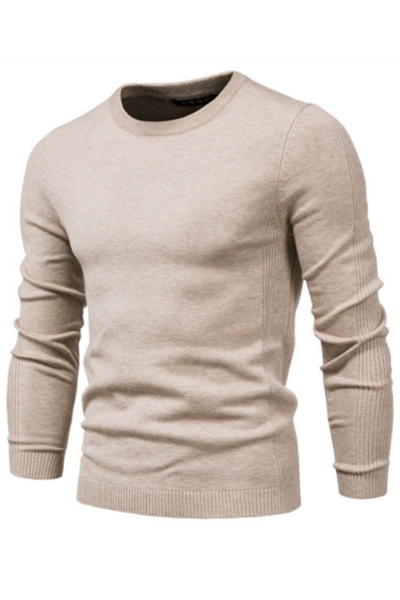 Winterdikte Trui Heren O-hals Effen Kleur Lange Mouw Warme Slanke Truien Trek Mannelijke Kleding