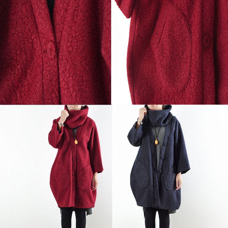 2024 Winter Rode Wollen Jassen Oversized Dames Winteruitloper Origineel Ontwerp - Dames wollen jassen