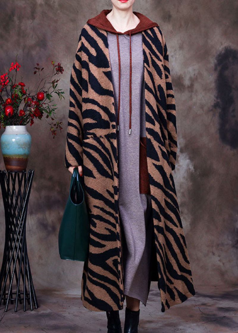 Boutique Luipaard V-hals Vleermuisvleugelmouwen Mode Winterwollen Jassen - Dames wollen jassen