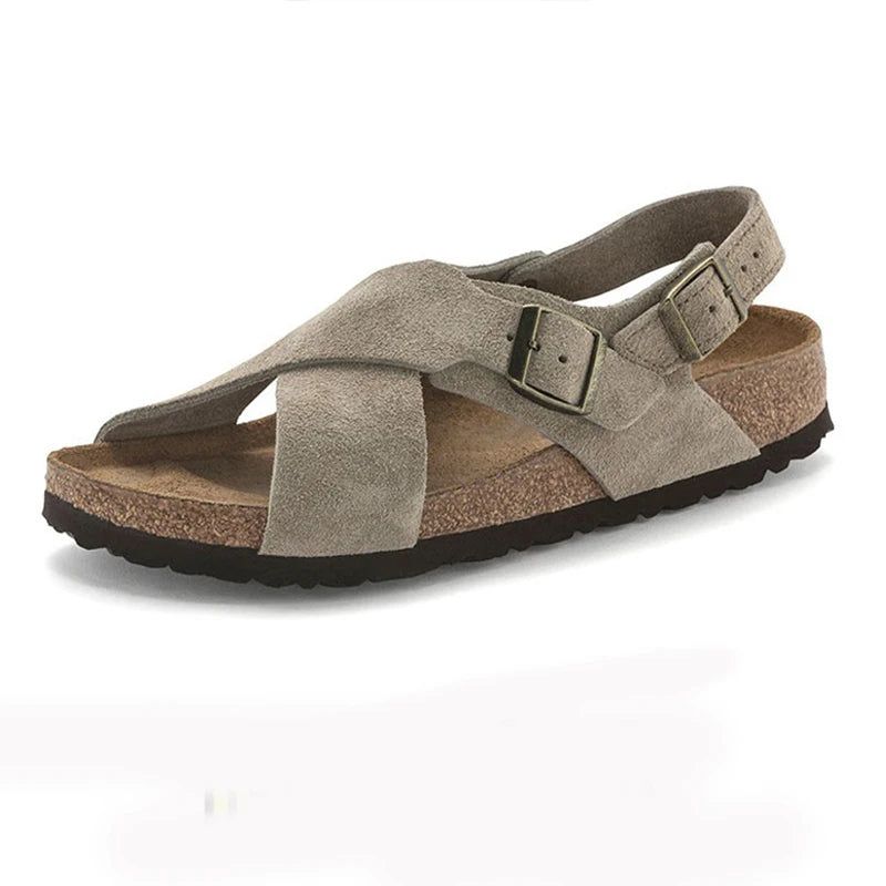 Dames Flats Sandalen Leren Lage Hakken Zomerschoenen Ins Casual Vakantie - Ivoor