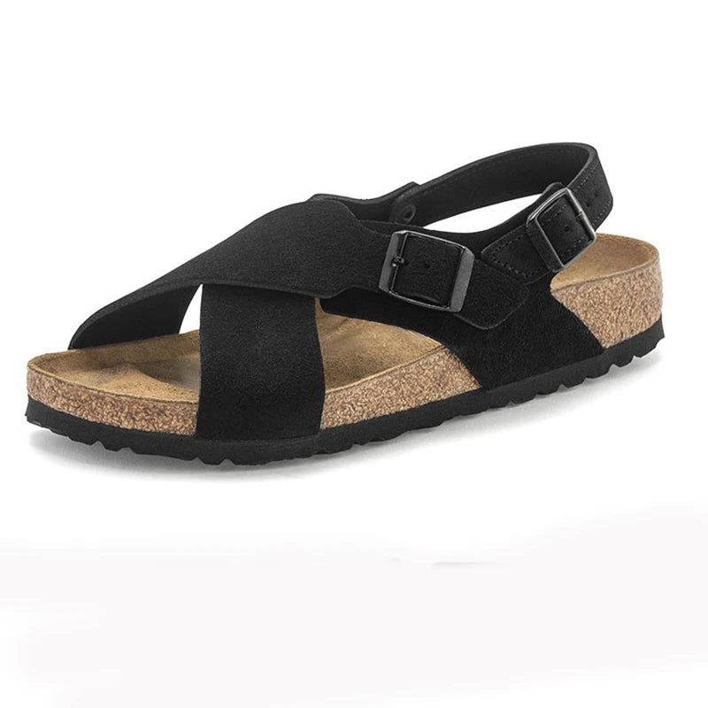 Dames Flats Sandalen Leren Lage Hakken Zomerschoenen Ins Casual Vakantie - Ivoor
